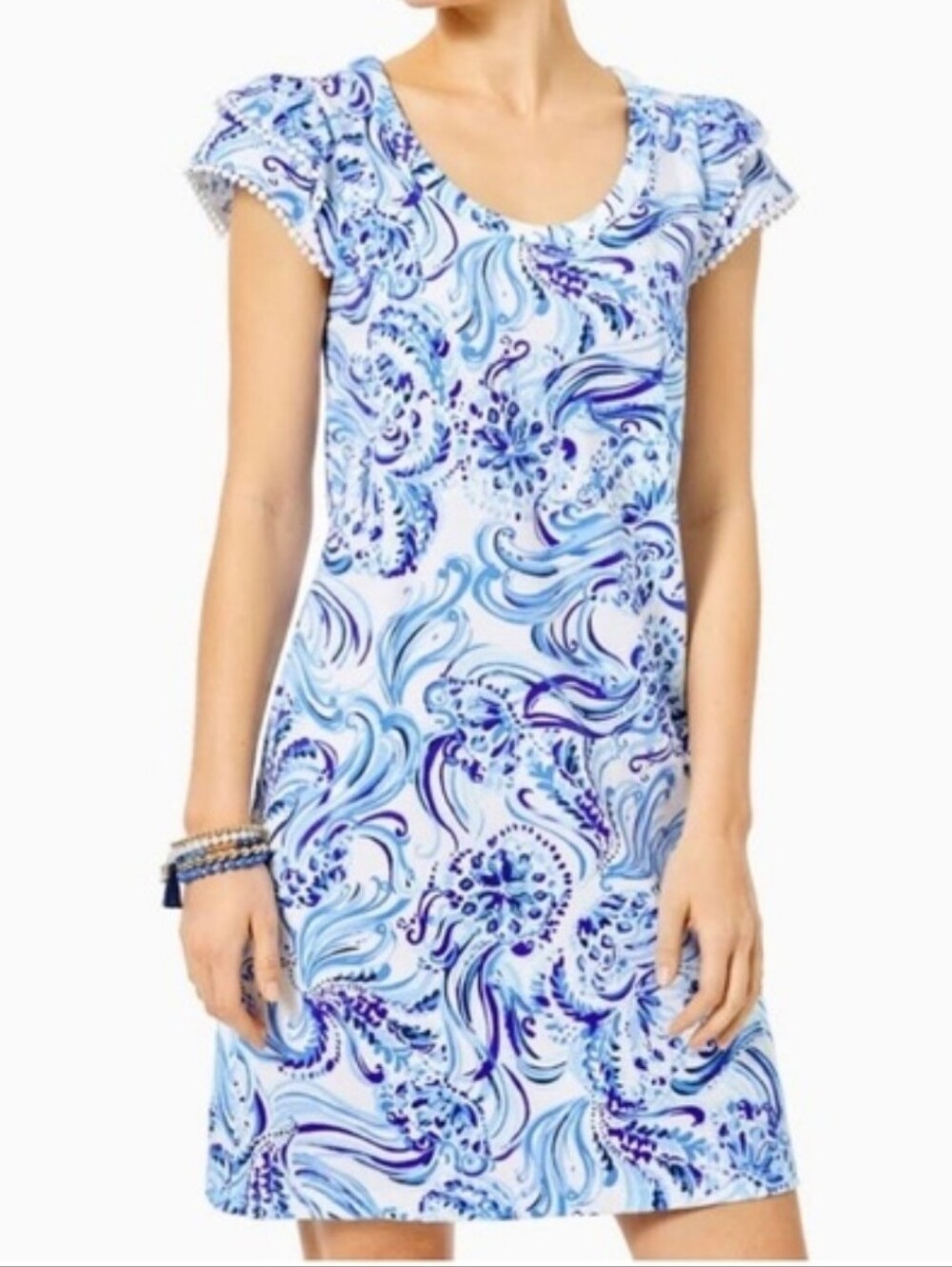 Lilly Pulitzer Blue & White Bridgitte Dont Be Jelly Print Dress Size XS